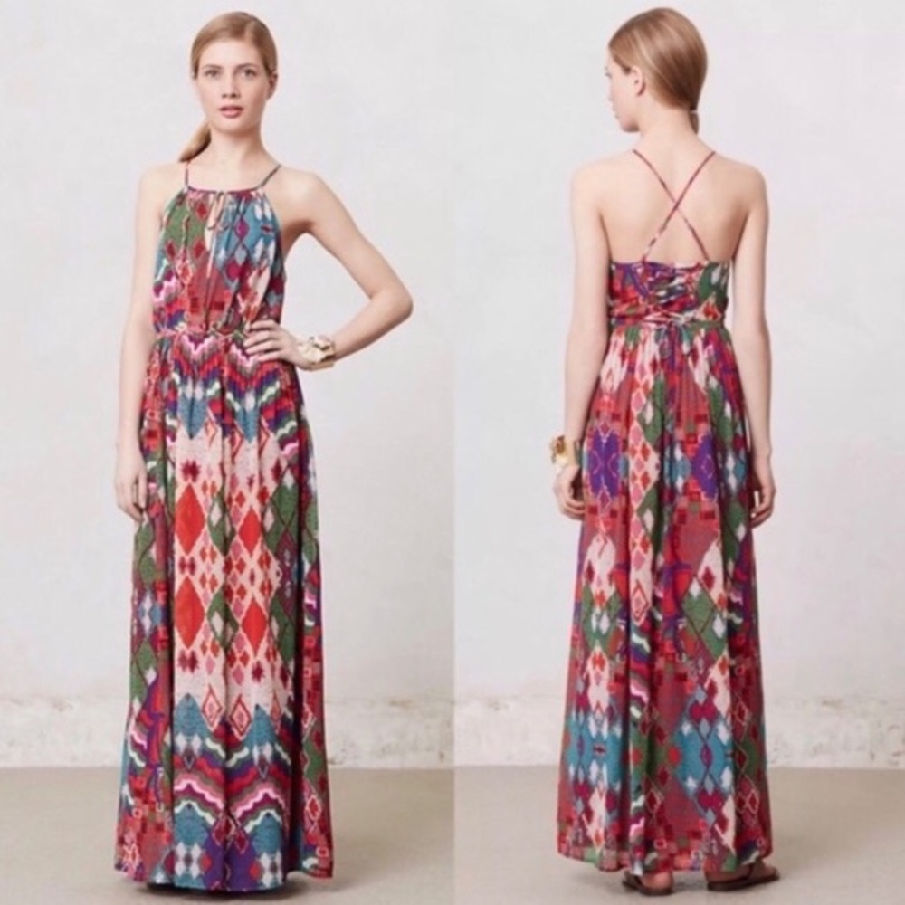 Maeve Anthro maxi tarana dress colorful size  8
